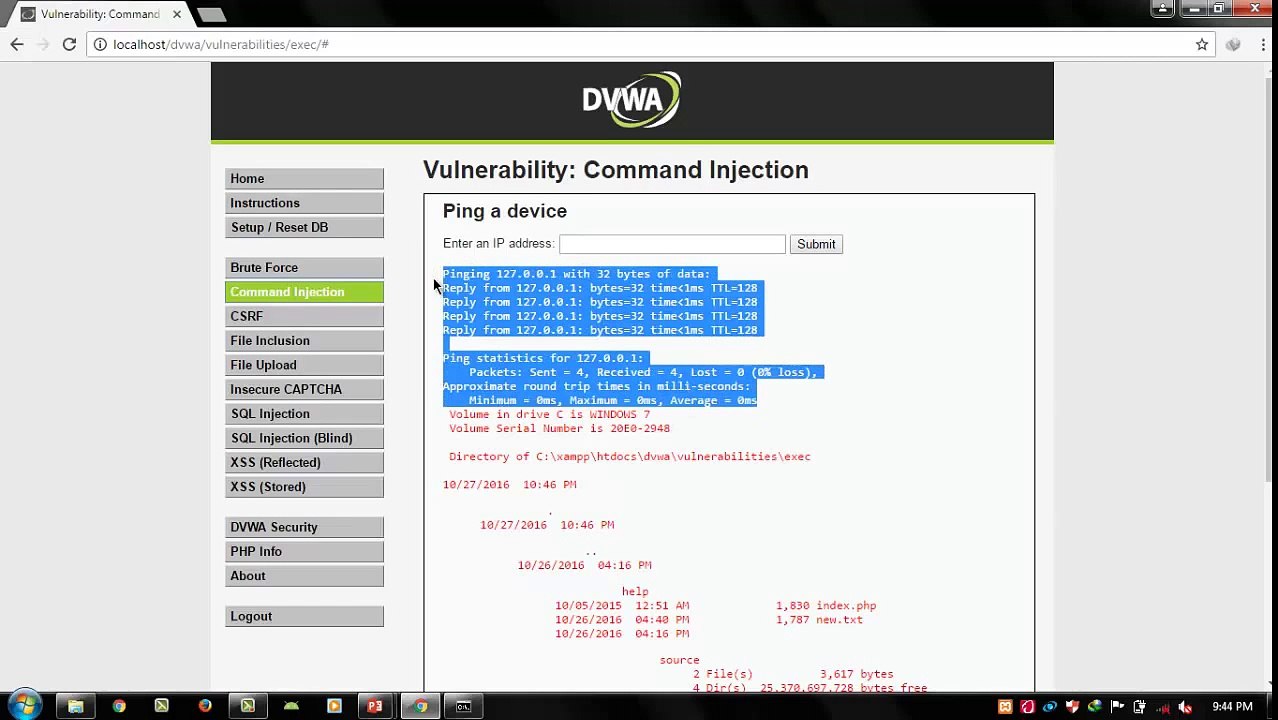 3-Command Injection  _ Low _ Medium _ High _ DVWA Video Tutorial Series