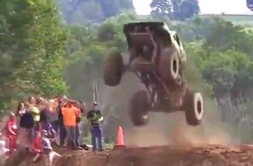 Epic Monster Truck Jump Ends In Destruction