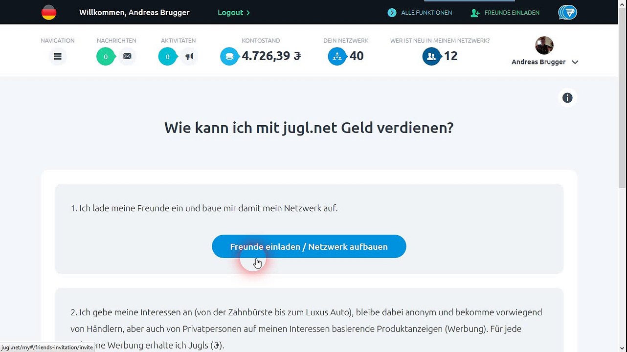 Wie kann man Geld verdienen mit JUGL.net
