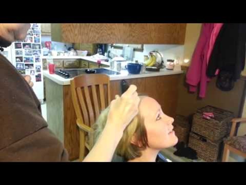 Headshave starring: "Grandma" as the barber