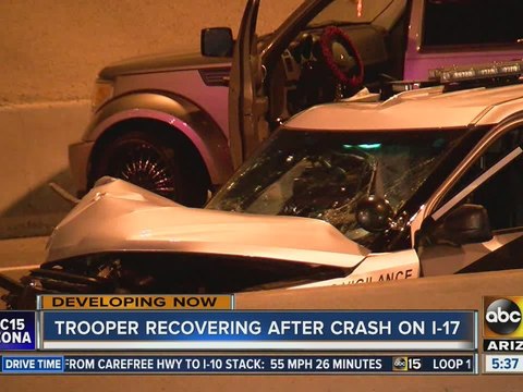 DPS Trooper recovering after crash on I-17