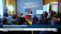 Nicolas Dupont-Aignan : Cyrille Eldin perturbe son meeting pour Le Petit Journal (vidéo)