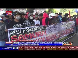 Ratusan Buruh Makassar Tuntut Kenaikan Upah 50 Persen