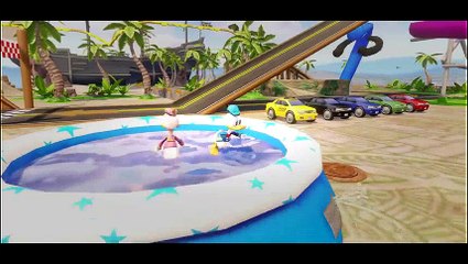 Nursery Rhymes Disney Cars Pixar Donald Duck ride Mickey's Car & race with Lightning McQueen !