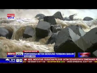 Penyangga Beton Bendung Katulampa Hanyut Terbawa Banjir