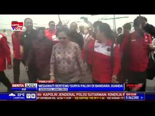 Mega Bertemu Surya Paloh di Bandara Juanda