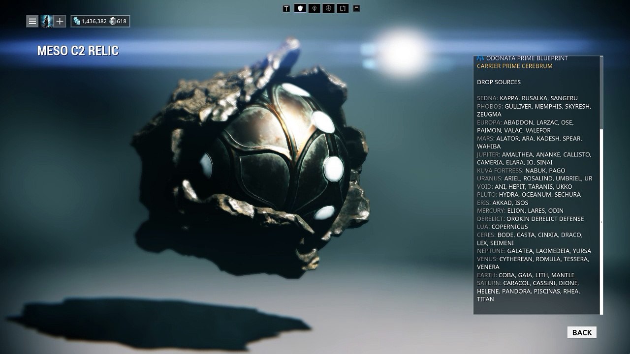 MESO C2 RELIC Drop locations Warframe