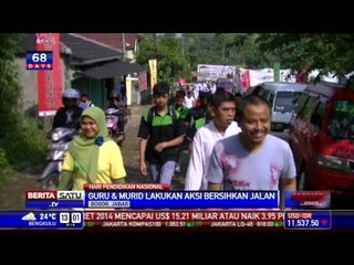 Hardiknas, Ratusan Guru dan Murid Kerja Bakti Bersihkan Jalan