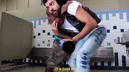 AIRHORN BATHROOM PRANK IN THE HOOD! ( GONE WRONG! )