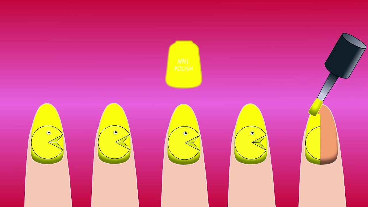 Learn Colors with Surprise Nail Art Designs and Pacmen - Colours to Kids Children Toddlers Baby