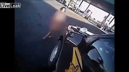 Cette femme à poil vole le véhicule de la police
