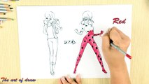 How to drawing and coloring marinettel &  lady bug with colored pencils - Learn Color for kids