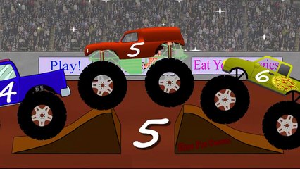 Monster Trucks Teaching Children Numbers - Three Times!