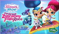Cartoon Shimmer and Shine: Racing on a magic carpet