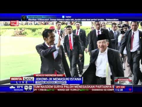 Presiden dan Wakil Presiden Jokowi-Jusuf Kalla Tiba di Istana Merdeka