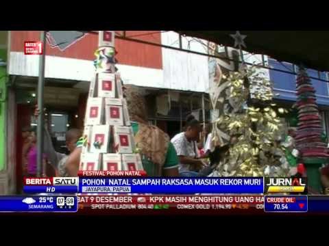 Pohon Natal Raksasa Berbahan Limbah Masuk Rekor Muri