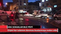 İstanbul'da ara sokaklar buz pisti