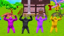 Giant Dinosaur vs King Kong Finger Family Nursery Rhymes | Colors Gorilla Animals Finger Family