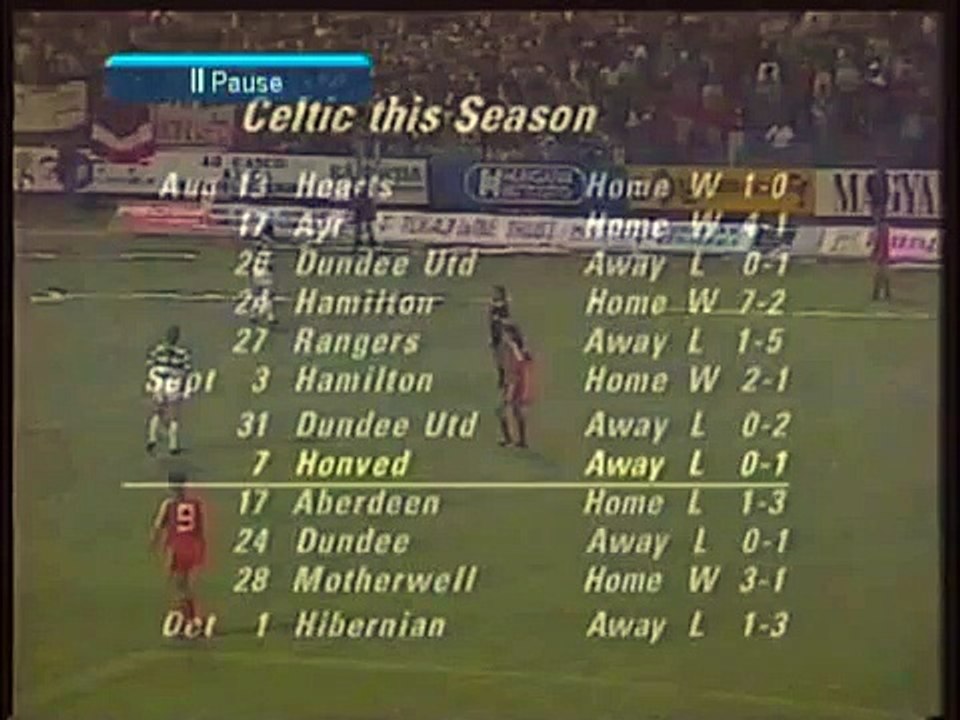 07.09.1988 - 1988-1989 European Champion Clubs' Cup 1st Round 1st Leg Budapest Honved SE 1-0 Celtic FC