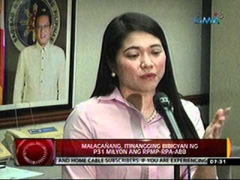 24 Oras (103111) Palasyo, itinangging bibigyan ng P31-M ang RPMP-RPA-ABB