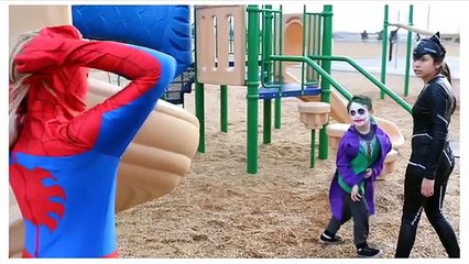 The Joker & Catwoman Vs Supergirl & Spiderman - In Real Life - Superhero Battle