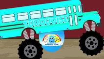 Monster Truck School Bus Vol. 2 | Surprise Eggs Learn Colors | Monster Trucks Colour Video for Kids