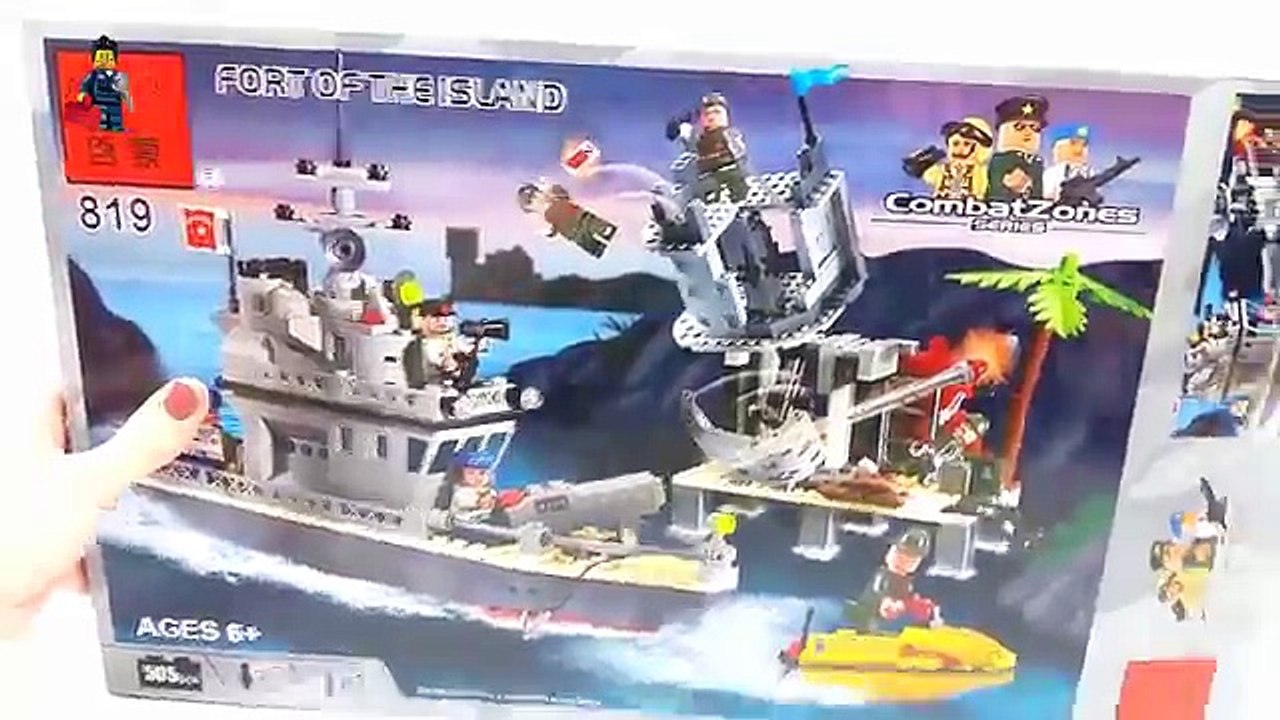 LEGO warship. Designer Brick Combat Zones 819 Fort of the Island. Chinese Legos.