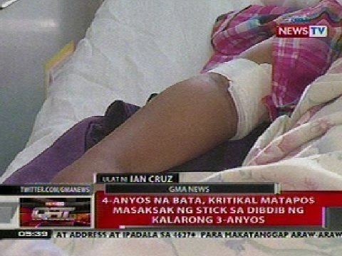 QRT: 4-anyos na bata sa QC, kritikal nang masaksak ng stick sa dibdib ng kalarong 3-anyos