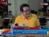 NTG: Bam Aquino, naghain na ng kandidatura sa pagka-senador