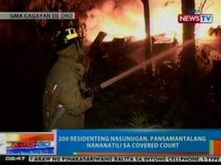 NTG: 200 residenteng nasunugan sa Cagayan De Oro, pansamantalang nananatili sa covered court