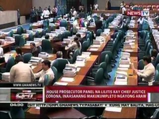 QRT: House prosectutor panel na   lilitis kay Corona, inaasahang makukumpleto   ngayong araw