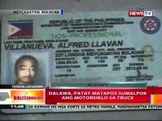 BT: 2, patay nang sumalpok ang   motorsiklo sa truck sa Bulacan
