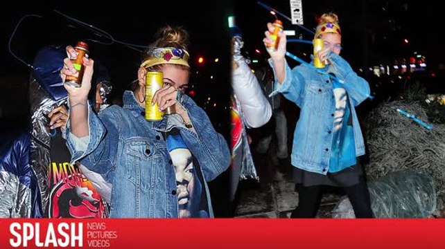 Hailey Baldwin Sprays the Paparazzi with Shaving Gel