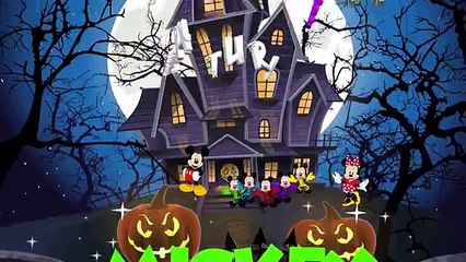 Five Little Skeleton Mickey Mouse Jumping on the Bed at Haunted House