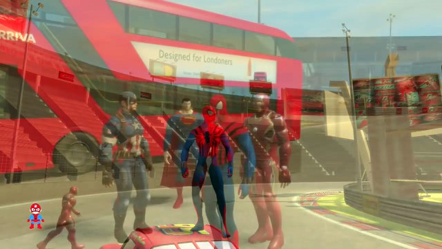 Spiderman Iron Man Lightning McQueen Wheels on the Bus Nursery Rhymes A+SuperheroSchool