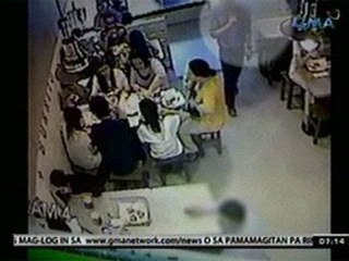 24 Oras: Pagsalisi sa isang   customer sa kainan sa Ortigas,   kuha sa CCTV