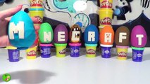 9 Play Doh Surprise Eggs Minecraft Easter Eggs with Minecraft Lego Mini Figures Learn ABC Playdough