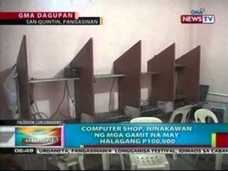 BP: Computer shop, ninakawan ng   mga gamit na may halagang   P100,000 (Dagupan)