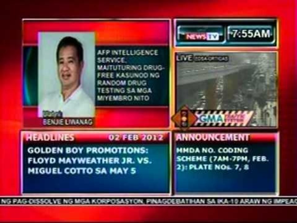 DB: AFP intelligence service, maituturing na drug-free kasunod ng random drug testing (020212)