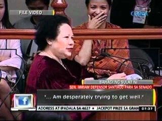 Sen-Judge Miriam Defensor Santiago, hindi muna makakadalo sa pagdinig dahil sa alta presyon