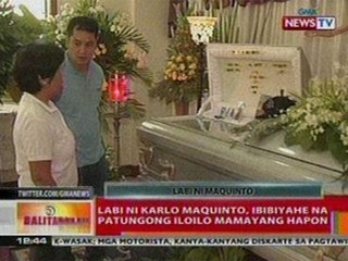 BT: Labi ni Karlo Maquinto,   ibibiyahe na patungong Iloilo   mamayang hapon