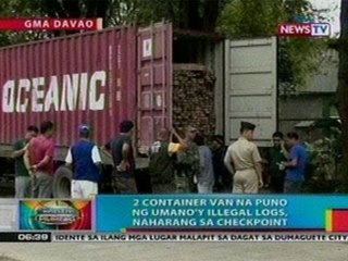 BP: 2 container van na puno ng illegal logs sa Davao, naharang sa checkpoint