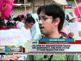 BP: Daan-daang magsasaka   nagprotesta laban sa planong   open-pit mining