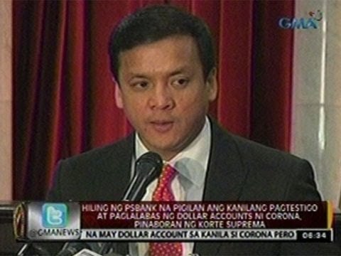 Huling PSBank na pigilan ang paglalabas ng dollar accounts ni Corona, Pinaboran ng Korte Suprema