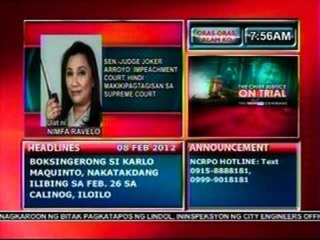 DB: Sen-Judge Joker Arroyo:   Impeachment court, hindi   makikipagtagisan sa Supreme   Court