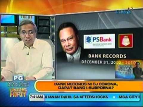UH: Bank records ni CJ Corona, dapat bang i-subpoena?