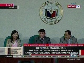 OC: Depensa, maghahain ng petisyon   sa SC para ipatigil ang   impeachment trial