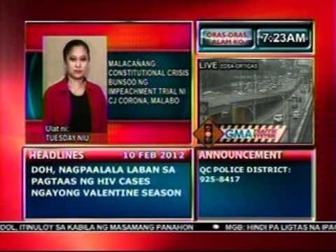 DB: Malacañang: Constitutional crisis bunsod ng impeachment trial ni Corona, malabo (021012)