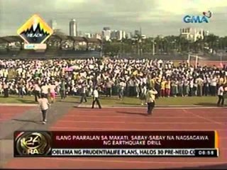 24oras: Ilang paaralan sa   Makati, sabay-sabay na   nagsawagaw ng earthquake drill