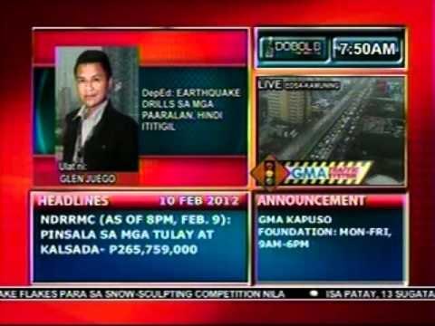 DB: DepEd: earthquake drills sa mga paaralan, hindi ititigil (021012)